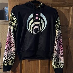 Custom EDM Style Cropped Hoodie- Black/Multicolor Bassnectar Logo